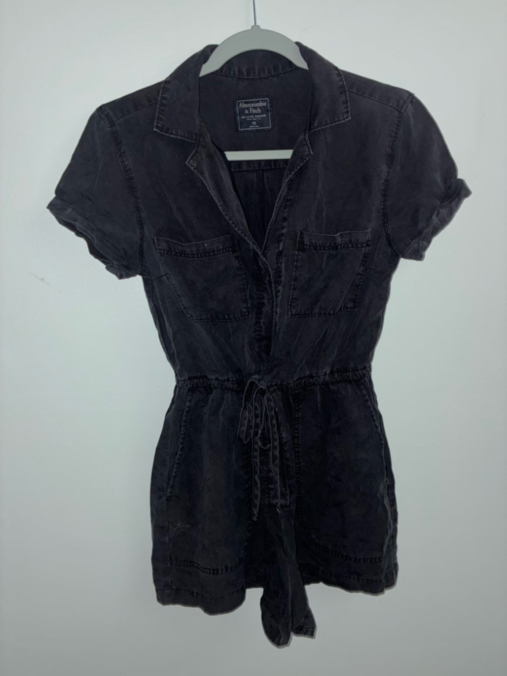 Abercrombie & Fitch Charcoal Button-Up Romper